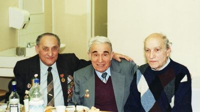 1999 - 45 years of Victory in WWII - war veterans meeting in the Jewish school
Left to right: Abram Schor, Jakov Liebman, Abram Hopp
