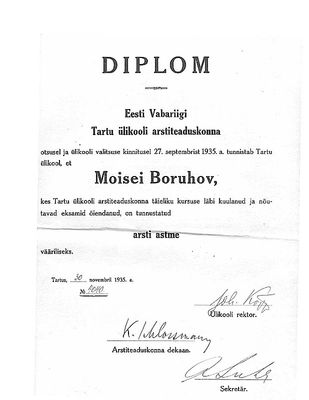 Diploma 1935
Max (Moisei) Boruhov
