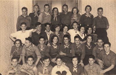 1933-9-20 - Hashomer - Nezach - Plugat Trumpeldor - the first anniversary (1932)
Left to right.
Top row: Lazar Rosenberg, Herman Migdal, Mendel Grinstan, Basja Baskin, Boris Passov, Henni Ditman, Dina Danzig, Iche Maisel
II row from top: Ditman, Monja Schmotkin, Zvi (Hirsch) Kitt, Frida Schats, Meri Josselson, Isi Goldmann, Delski, Golda Kitt
II row from bottom: Miriam Hirschman, Bebka Scher, Dov Maisel, Becca Haitov, Musja Schimschilevitsch, Sima Slosin, Ljuba Piel, Schlomo Gerschanovitsch, Nechemia Levitan (Levanon )
Bottom row: Naum Smolenski, Gutti Raichman, Isi Gordon, Koppel Koslovski, Hinzi Gerschanovitsch, Isak Haitin 
