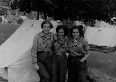 1934 - Hashomer girls in Saaremaa camp
Left to right: Sara Schats, Riva Itzoch (small), Njusa Passov
