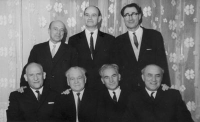 Limuvia friends - 1967, Tallinn
From left to right.
Top row: Ilja (Alya) Isrin; Jossef (Yosi) Pakkin; Aleksander (Sanja) Kan;
Bottom row: Meer (Meika) Gens; Jacov Kropman; Schmuel (Shmuli) Saltsmann; Moisei Serman
Keywords: [I] [P] [K] [G] [S]