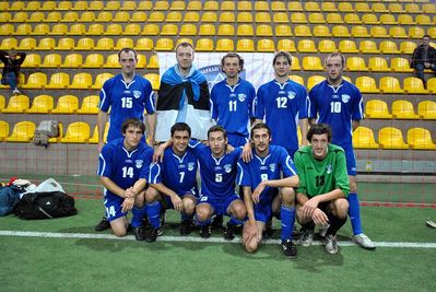 Maccabi football team - 2010
Left to right.
Top: Oleg Laidinen, Aleksandr Zdankevitch, Sergei Balbutski, Aleksandr Berg, Roman Laidinen
Bottom: Anton Gramberg, Juri Frisher (the Captain), Ilja Sterenberg, Maksim Konovalov, Dmitri Grechaniy
