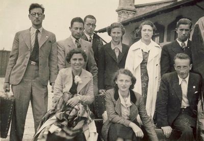 Liepaja 1937
Left to right.
Standing: Abram Paturski, Herman (Poiske) Meiertal, Salman Eidus,  Hene  Schagal, Genya Gleser, Benjamin (Jõmmi) Heiman
Sitting: Bekka Haitov, Sima Schkop, David Schagal
