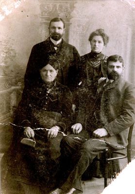 Schein family - Pärnu, 1880's
Standing: Mendel Schein, Zvia Bienemann (Schein)
Sitting: Sara Eta Schein (Zelig), Jossel Schein 
