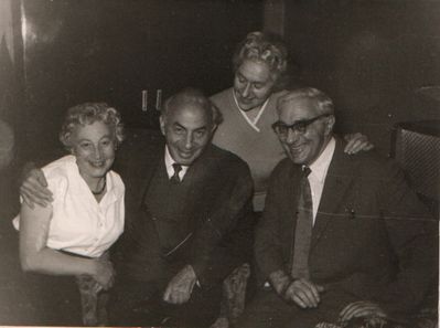 Hasaks - Ami's first visit to Tallinn in 1961 (photo: Ilja Sundelevitsh)
Left to right:  Tsila Manoim (Hasak), Avraham (Ami) Hasak, Rebecca (Raja) Sundelevitsch, Hirsch (Ljeva) Hasak
