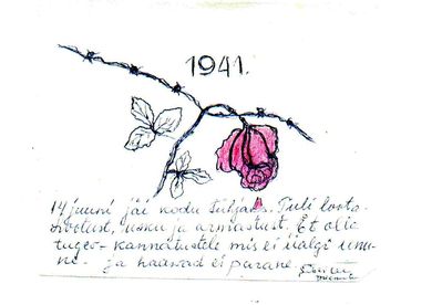 Presented to Haje-Lea (Ljuba) Haitov in memory of deportation to Siberia in June 1941 
On the 14th of June the house became empty.
One had to hope. Hope, Faith and Love.
To be strong to withstand misery that never fades away from the memory
and wounds that do not heal.
                For the memory about the road to Siberia
(Author unknown)
