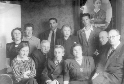 Gurevitsch family
Left to right.
Sitting: Raja Gurevitsch, Moissei Epstein, Jacob Gurevitsch (husband of Raja G.), Hana-Dvora Kirschbaum-Pikarevitsch (Gurevitsch), Abram Gurevitsch, Elias Kirschbaum.
Standing: Raja Karro (Gurevitsch), Sara Pajenson (Gurevitsch), Rafael (Folli) Gurevitsch, Rosa Gurevitsch, Gabi Pikarevitsch 
  
Keywords: [E] [K]