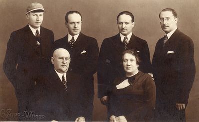 Schmuel Judeikin family ~ 1936, Võru
Sitting: Schmuel Salman Judeikin and Emma Judeikin (Ilion)
Standing - from left: Boris, Moissei, Maks and Emil Judeikins
