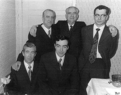 Lipavsky's 1974
At Gerschon Lipavsky's 70th Anniversary
Standing left to right: Tevje (Totti) Lipavsky, Gershon (Geha) Lipavsky, Dan Lipavsky
Sitting: Harry Lipavsky, Leonid Lipavsky
