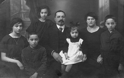 Dr Mendelev family ~ 1925 Tartu
Left to right: Sofia Karmi-Gelbart  (Mendelev),  Aleksander Mendelev, Ella Zlaff (Mendelev), Dr Schmuel Mendelev, Pesse Mendelev, Haja Sara Mendelev (Ilion), Ruven (Roman) Mendelev
