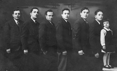 Schein family
Left to right: Efraim, Harry, Leib, Abram, Israel, Peisi Schein, Ruth Strash (Brodovsky) 
