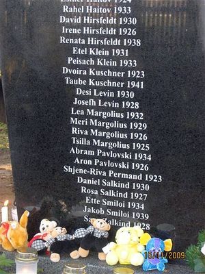 In memory of 34 Jewish children killed in Pärnu. Opening ceremony on 15.11.2009
