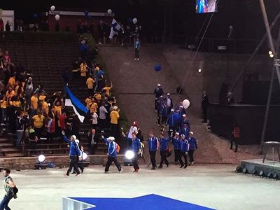 Estonian delegation (19 participants) at the opening ceremony
