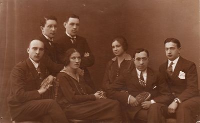 Tartu medical students - 1925 II semester
Left to right. Order needs to be checked !!!
Back: E. Judeikin, M. Zimbler
In front: M. Brik, Sara Teischev, T. Chaet, M. Kirsner, Judeikin?, Rafail Rubanovitsch (!) 

