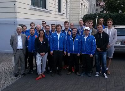 In front of the Estonian embassy in Berlin with Eric Reintamm.
