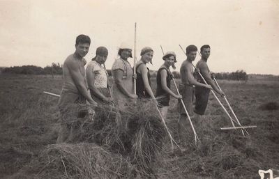 Kibbutz Sangaste 1935 or 1936
Dov Maisel, ?, ?, Frieda Schats, Mery Josselson, ?, ? 
