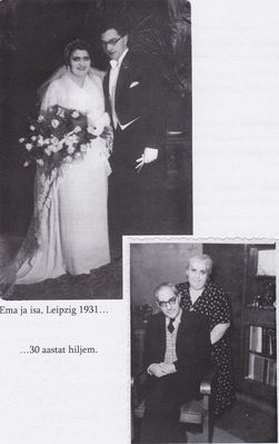 Melanie Ruth Hazak (Dubiner) and Hirsch Hazak (Hasak) in 1931 in Leipzig and in 1961 in Tallinn
