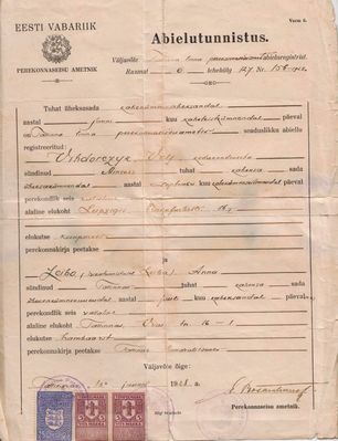 1928 - Marriage certificate - 1) Civil - 13.6.1928
