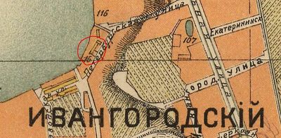 Narva synagogue (Praying house) site in 1905 (enlarged)
From 1905 Narva map.
Later the synagogue was at Helsinki str. 12 in the center of the city. Since 1917?
