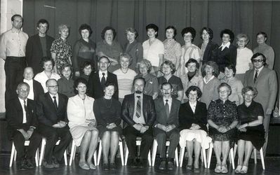 Group of doctors of the Tallinn Psycho-neurology hospital. 1983.
I (lower) row: Endel Päll; 2. Aare Srgo; 3. Airi Värnik; 4. Maarja Taal; 5. Arvo Haug; 6. Igor Troitski; 7. Ingeborg Paulus; 8. Anne Alro; 9. Helju Sepp.
II row: Jekaterina Strelova; 2. [u][i]Regina Kon[/i][/u]; 3. Milvi Tuksam; 4. Maret vaino; 5. Vladimir Kukk; 6. Aili Vaarask; 7. Laine Tulmin; 8. Ritta Mihkelsoo; 9. Malle Vahtra; 10. Ellen Grüntal; 11. Kai Konsap; 12. Mirok Millerman.
III row: Peeter Valvur; 2. Jaanus Mumma; 3. Emma Morozova; 4. Ljubov Petrova; 5. Helve Gofman; 6. Ella Ivandi; 7. [u][i]Bina Glikman[/i][/u]; 8. Maire Ermel; 9. [i][u]Leja Nasalevits[/u][/i]; 10. Lidia Laulik; 11. Aili ennet; 12. [u][i]Inessa Rubinstein[/i][/u]; 13. Eve Kukkela
