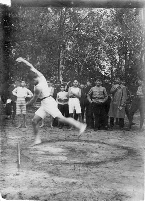 Maccabi Tartu - 1921 track and field competition
Boris Kropman in shot putting 
