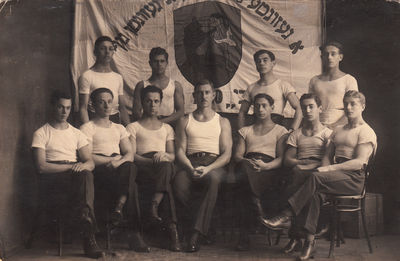 Maccabi team (probably gymnastics). ~1922.
In the middle - Utechin; Standing second from left - Max Feinstein
